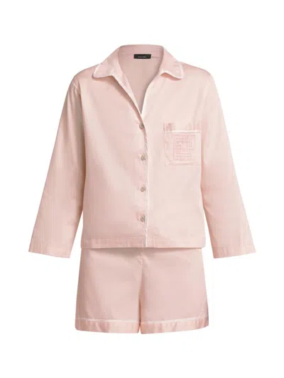 Natori Women's Embroidered Essentials Cotton Sateen Short Pajamas In Pink