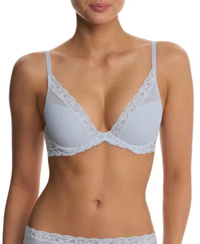 Natori Women's Feathers Lace Contour Underwire Plunge Bra 730023 In Blue