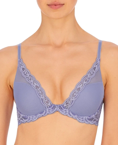 Natori Women's Feathers Lace Contour Underwire Plunge Bra 730023 In Bluebell