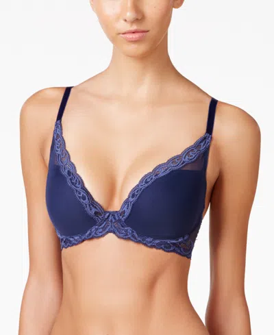 Natori Women's Feathers Lace Contour Underwire Plunge Bra 730023 In Midnight