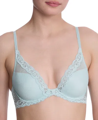 Natori Women's Feathers Lace Contour Underwire Plunge Bra 730023 In Whipped Mint Lace,mint Glass