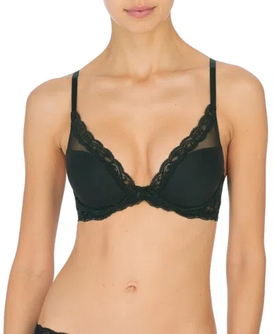 Natori Women's Feathers Lace Contour Underwire Plunge Bra In Coal