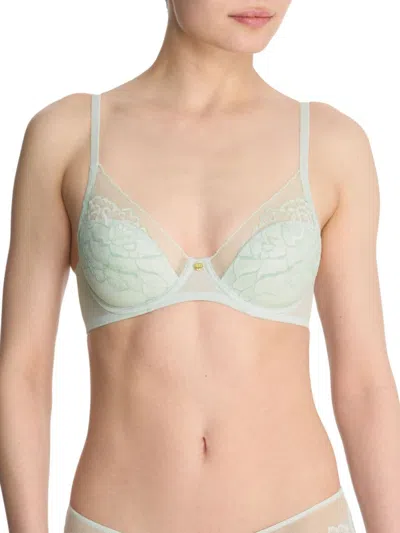 Natori Women's Flora Lace Plunge Bra In Blue