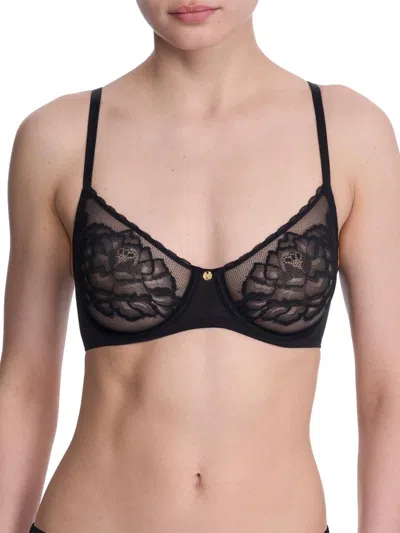 Natori Women's Flora Unlined Lace Balconette Underwire Bra In Black