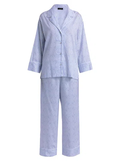 Natori Women's Infinity Cotton Sateen Pajama Set In Blue
