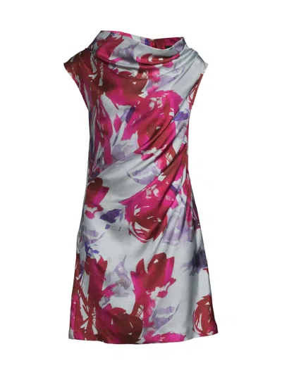 Natori Women's Mira Asymmetric Funnel Neck Minidress In Pink