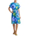 Natori Women's Multi Floral Mandarin-collar Shirt Dress In Blue,green