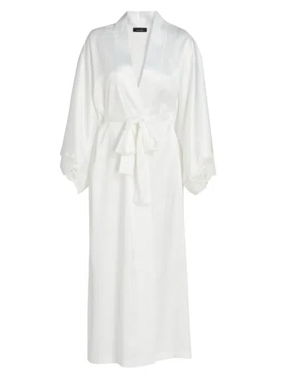 Natori Women's Peony Glamour Lace-trim Robe In White