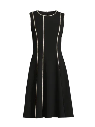 Natori Women's Pleated Compact Knit Midi-dress In Black