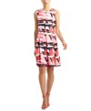 Natori Abstract Lines Sleeveless Pleated Dress In Cayenne