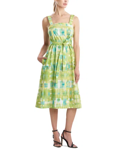 Natori Women's Printed Tie-waist Cotton Midi Dress In Palm