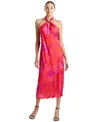 Natori Women's Printed Twisted Halter-neck Maxi Dress
