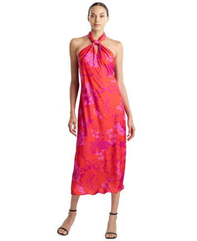 Natori Women's Printed Twisted Halter-neck Maxi Dress