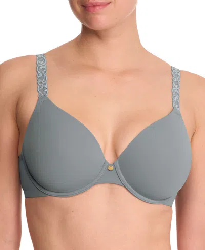 Natori Women's Pure Luxe Custom Coverage Contour Underwire Bra 732080 In Seaglass/mink
