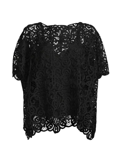 Natori Women's Raffia Lace Caftan Top In Black
