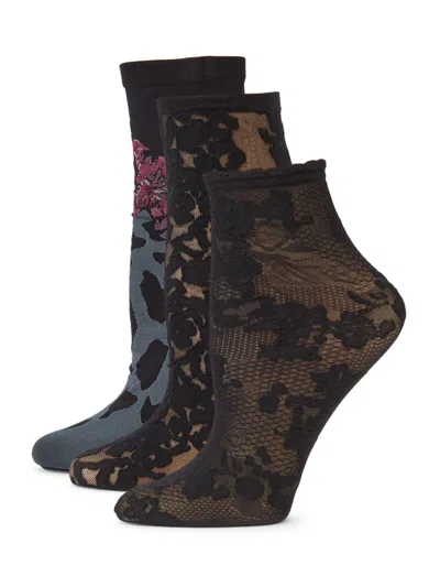 Natori Women's Scarlet Lace, Animal Sheer & Leopard Socks Set In Multi