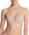 Natori Women's Simply Lace Contour Plunge Underwire Bra 721323 In Rose Beige