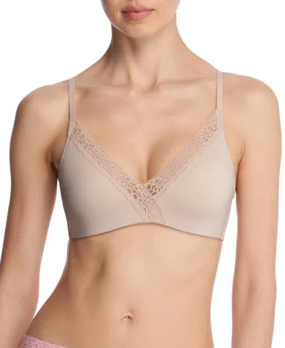 Natori Women's Simply Lace Contour Plunge Underwire Bra 721323 In Rose Beige