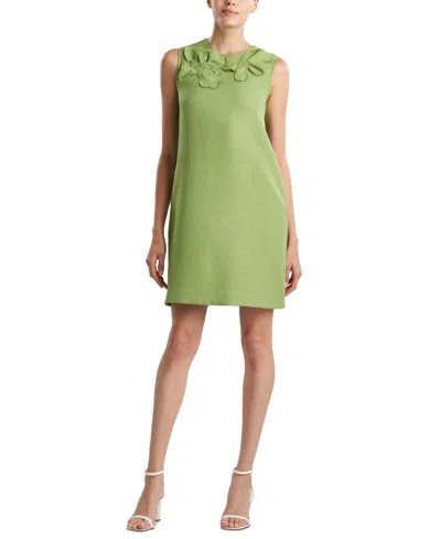Natori Women's Solid Basket Weave Floral Shift Dress In Palm