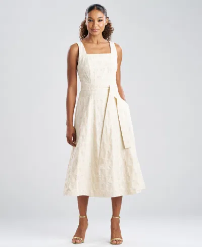 Natori Women's Spiral Embroidered Square Neck Maxi Dress In Neutral