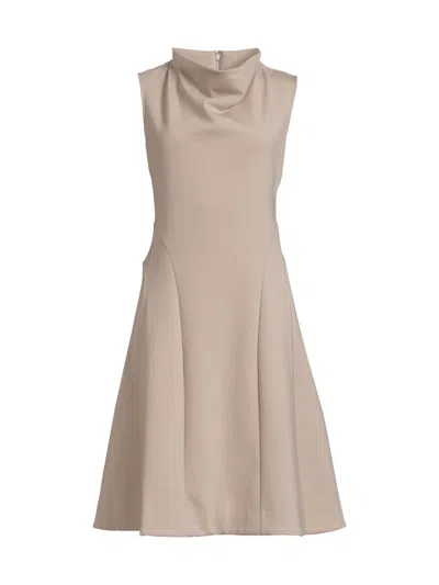 Natori Women's Techno Crepe Funnel Neck Dress In Brown