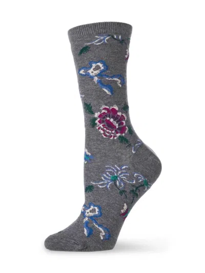 Natori Women's Woodland Floral Crew Socks In Gray