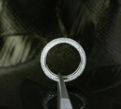 Pre-owned Natsoul 0.87ct Round Diamond Full Eternity Wedding Anniversary Band 925 Sterling Silver In White