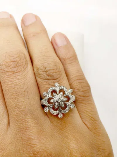 Pre-owned Natsoul Edwardian Vintage Cocktail Art Engagement Ring Sterling Silver 2.3ct Diamond In Blue