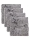 Natural 4-pack Shearling Chair Seat Cushions In Grey