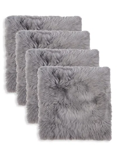 Natural 4-pack Shearling Chair Seat Cushions In Grey