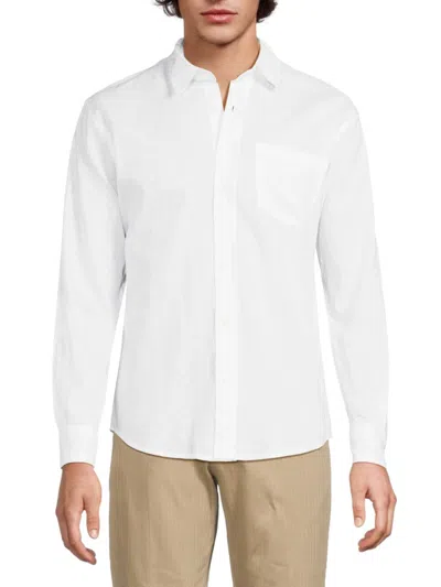 Natural Blue By Visitor Men's Solid Linen Long Sleeve Shirt In Sky