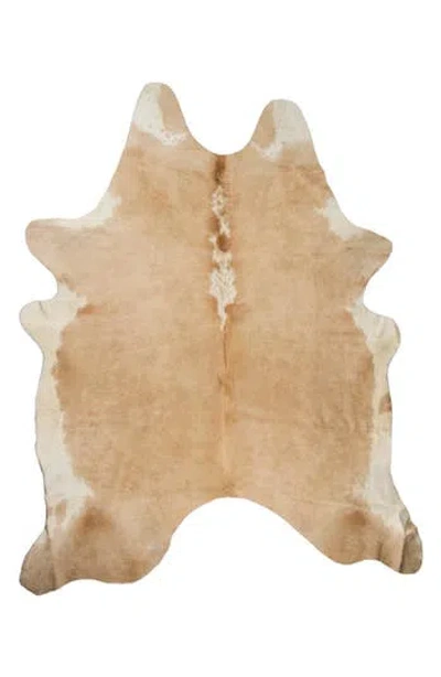 Natural Genuine Cowhide Rug In S P Tan/white