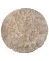 Natural Group Arlington Machine Washable Round Faux Fur Rug In Taupe