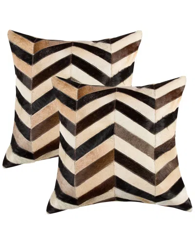 Natural Group Pack Of 2 Torino Chevron Pillow In Brown