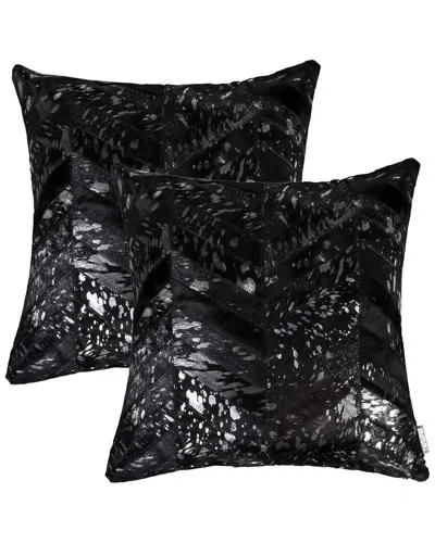Natural Group Pack Of 2 Torino Chevron Pillow In Black