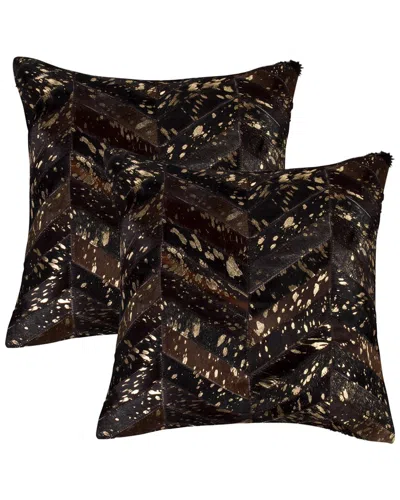 Natural Group Pack Of 2 Torino Chevron Pillow In Brown