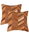 Natural Group Pack Of 2 Torino Chevron Pillow In Brown