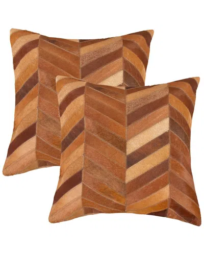 Natural Group Pack Of 2 Torino Chevron Pillow In Brown