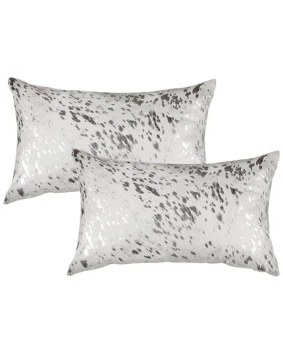 Natural Group Pack Of 2 Torino Scotland Cowhide Pillow In Grey