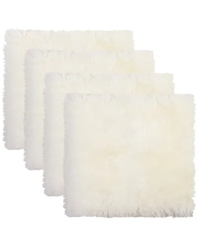 Natural Group Pack Of 4 New Zealand Sheepskin Chair Seat Pad In White