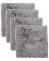 Natural Group Pack Of 4 New Zealand Sheepskin Chair Seat Pad In Grey