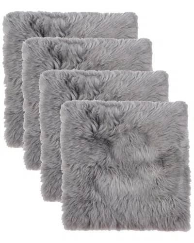 Natural Group Pack Of 4 New Zealand Sheepskin Chair Seat Pad In Grey