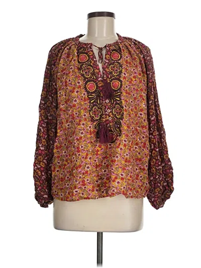 Pre-owned Natural Life 3/4 Sleeve Blouse In Burgundy