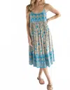 Natural Life Gigi Midi Dress In Tan Blue Border In Multi