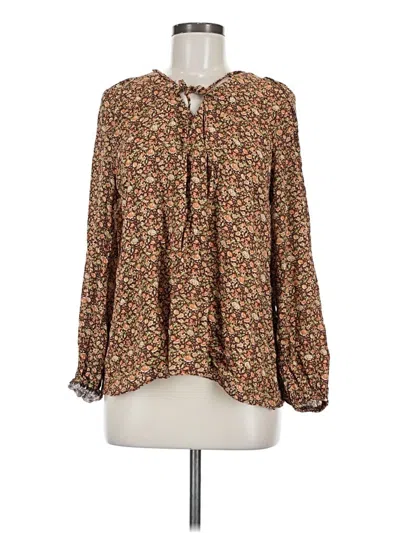 Pre-owned Natural Life Long Sleeve Blouse In Brown