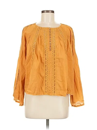 Pre-owned Natural Life Long Sleeve Blouse In Orange