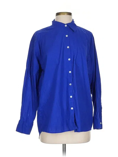 Pre-owned Natural Life Long Sleeve Button Down Shirt In Blue