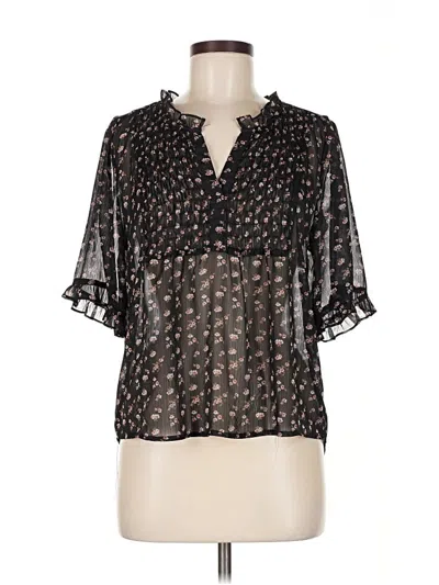Pre-owned Natural Life Short Sleeve Blouse In Black