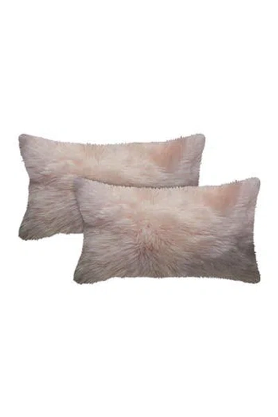 Natural New Zealand Genuine Sheepskin Pillow In Blush Pink