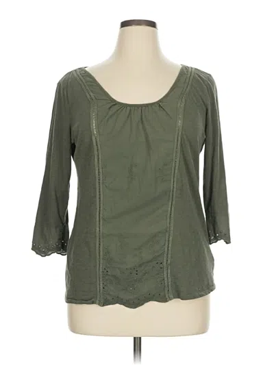 Pre-owned Natural Reflections 3/4 Sleeve Blouse In Green